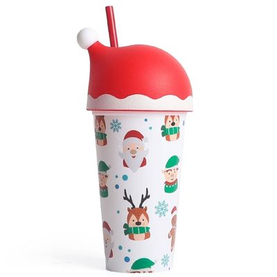Coupe de Noël 20 oz avec couvercle et paille