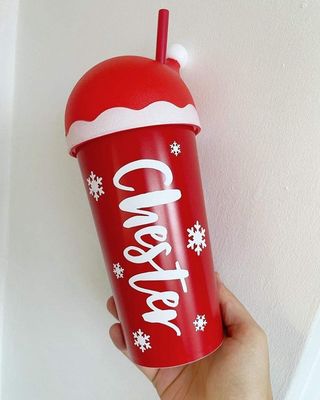Coupe de Noël 20 oz avec couvercle et paille