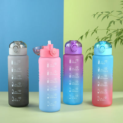 32 oz 1000 ml Bouteille d'eau sportive de motivation avec débit Flip Top Portable
