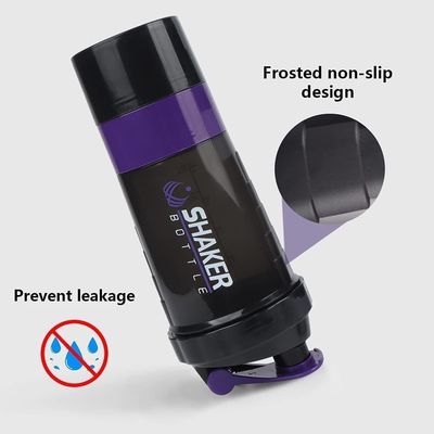 Logo personnalisé 2 couches Gym Protein Shaker Bouteille avec organisateur de pilule et stockage 16oz