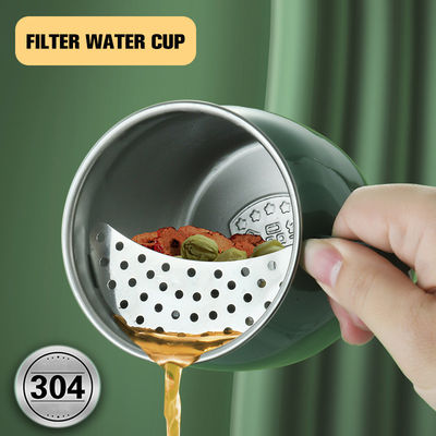 Fourniture directe 304 tasse à thé en acier inoxydable tasse portable de qualité alimentaire avec filtre à croissant