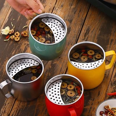 Fourniture directe 304 tasse à thé en acier inoxydable tasse portable de qualité alimentaire avec filtre à croissant