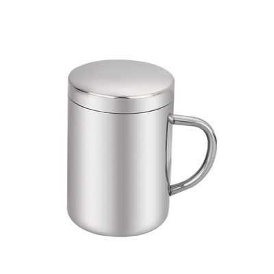 SUS 304 en acier inoxydable double paroi tasse de café-thé camping avec couvercle Voyage durable