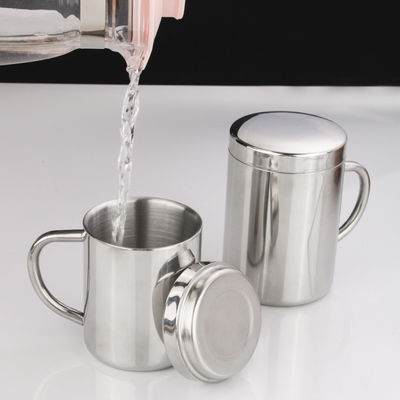 SUS 304 en acier inoxydable double paroi tasse de café-thé camping avec couvercle Voyage durable