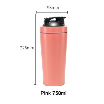 Bouteille de mélangeur de protéines métalliques à paroi simple 18/8 avec couvercle et boule de mélange incluse