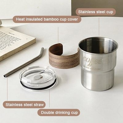 Tasse à café en acier inoxydable avec logo imprimé sur mesure et manches anti-échauffement