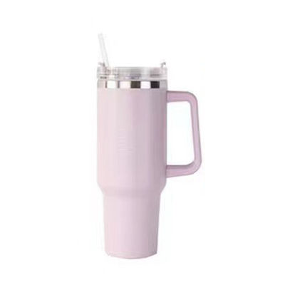 Une tasse de voyage en acier inoxydable à double paroi de 40 oz avec poignée de couleur personnalisée