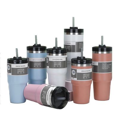 20 oz/30 oz en acier inoxydable tumbler double paroi vide isolation tasse de voiture avec paille