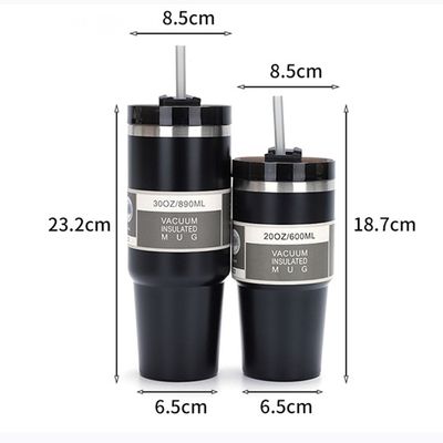 20 oz/30 oz en acier inoxydable tumbler double paroi vide isolation tasse de voiture avec paille
