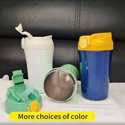 Bouteille d'eau de bureau à vide de 15 oz double paroi isolée voyage tasse à café avec couvercle en silicone