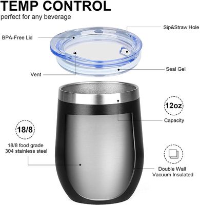 Occasion de camping 12 oz en acier inoxydable isolation moule en forme d' œuf avec couvercle de qualité alimentaire PP