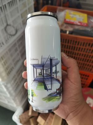 12 oz 17 oz double paroi en acier inoxydable boîte à soude tumbler avec un porte-boissons à couvercle de paille