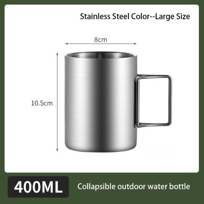OEM en acier inoxydable fournisseur direct tasse à double paroi tasse de camping avec poignée pliable