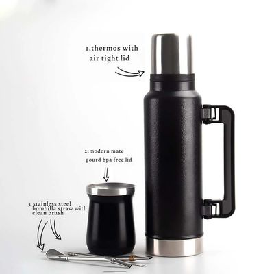 Bouilloire à eau chaude isolée en acier inoxydable à double paroi pour voyages en plein air et camping