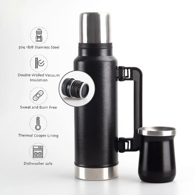 Bouilloire à eau chaude isolée en acier inoxydable à double paroi pour voyages en plein air et camping