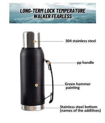 Bouilloire à eau chaude isolée en acier inoxydable à double paroi pour voyages en plein air et camping