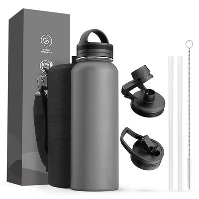 Bouteille d'eau de gym isolée sous vide en acier inoxydable 304 avec couvercle de boisson à image droite