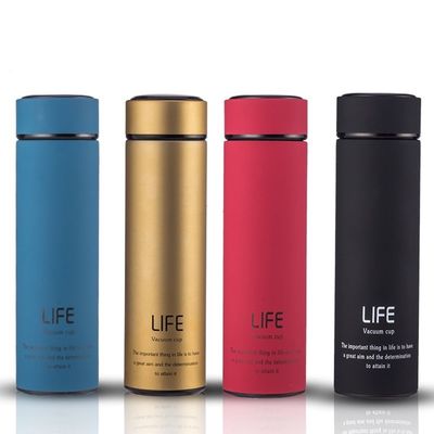 Bouteilles sous vide 500 ml Thermomètre à thé en acier inoxydable Bouteille à boire isolée avec filtre