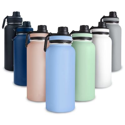Bouteille de sport en acier inoxydable à double paroi de 32 oz avec poignée couvercle bouteille d'eau sous vide