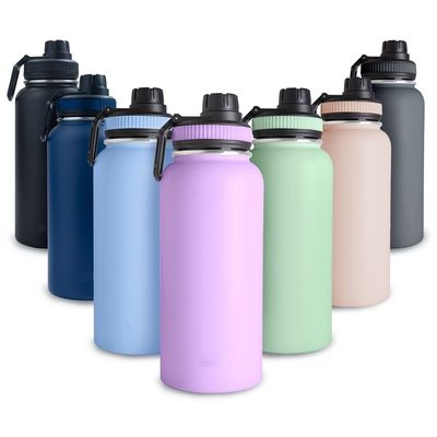 Bouteille de sport en acier inoxydable à double paroi de 32 oz avec poignée couvercle bouteille d'eau sous vide