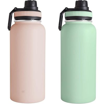 Bouteille de sport en acier inoxydable à double paroi de 32 oz avec poignée couvercle bouteille d'eau sous vide