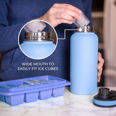 Bouteille de sport en acier inoxydable à double paroi de 32 oz avec poignée couvercle bouteille d'eau sous vide