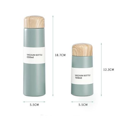 Thermomètre à vide en acier inoxydable 304 sur mesure BPA gratuit Bouteille d'eau pour enfants avec couvercle en bois