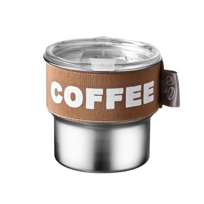 Coupe de café en acier inoxydable 304 à couvercle portable et compact