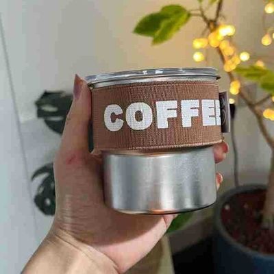 Coupe de café en acier inoxydable 304 à couvercle portable et compact