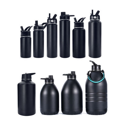 Flacon isolant avec couvercle 18/8 Sport en acier inoxydable Bouteille de boisson noire droite 550ml