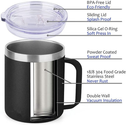 14 oz double isolation en acier inoxydable tasse de voyage personnalisée pour toute la journée boissons chaudes ou froides