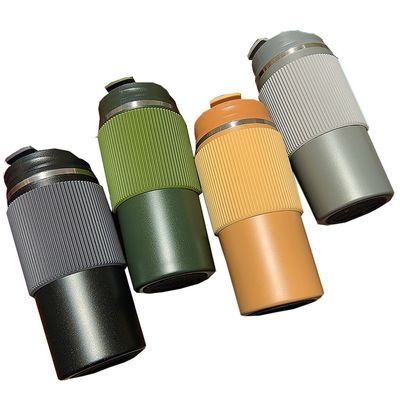 OFFICE CUP 450 ml double paroi en acier inoxydable tasse de café de voyage avec boîtier en silicone