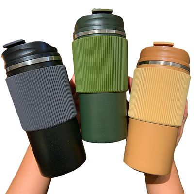 OFFICE CUP 450 ml double paroi en acier inoxydable tasse de café de voyage avec boîtier en silicone