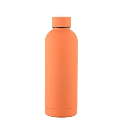 Bouteille d'eau en acier inoxydable 304 500ml Coupe de sport en caoutchouc avec couvercle de qualité alimentaire en PP
