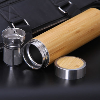 Bouteille d'eau en acier inoxydable à double paroi Logo Bambou Vacuum Isolé Sport Bouteille thermique pour tous