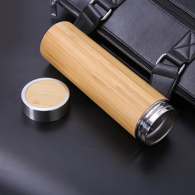Bouteille d'eau en acier inoxydable à double paroi Logo Bambou Vacuum Isolé Sport Bouteille thermique pour tous