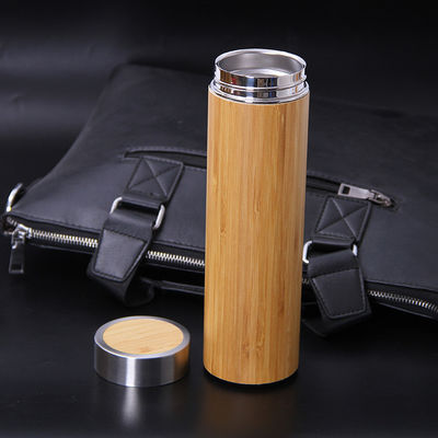 Bouteille d'eau en acier inoxydable à double paroi Logo Bambou Vacuum Isolé Sport Bouteille thermique pour tous