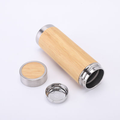 Avantages pour la santé Bouteilles en acier isolées sous vide et sans BPA en grains avec plafond en bambou