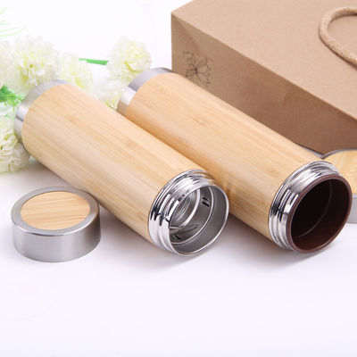 Avantages pour la santé Bouteilles en acier isolées sous vide et sans BPA en grains avec plafond en bambou