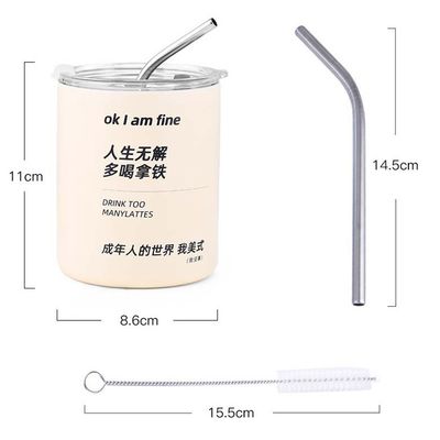 Conception contemporaine élastique en acier inoxydable 320ML/600ML avec couvercle et paille