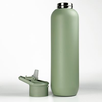 Sécurité 32 oz / 1000 ml à vide à double paroi Bouteille d'eau isolée en acier inoxydable avec couvercle en paille