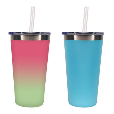 Bouteille de boisson pour voiture en acier inoxydable de 550 ml avec paille
