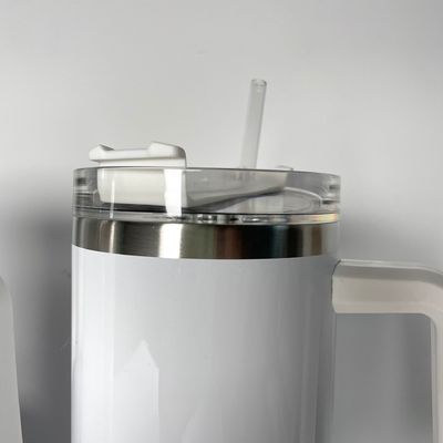 Logo personnalisé 40oz Flasque à vide en acier inoxydable sublimation blanche avec glacière à paille