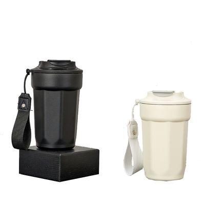 Coupe de café isolée sous vide en acier inoxydable 420 ml, tasse octogonale en diamant avec poignée