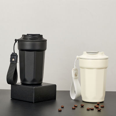 Coupe de café en acier inoxydable 304 isolée sous vide 420 ml en forme de diamant octogonale avec poignée