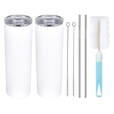 20 oz 30 oz étroite mince sublimation tumbler avec vis sur le couvercle et tasse de paille pour le camping