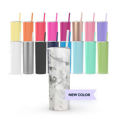 20 oz 30 oz étroite mince sublimation tumbler avec vis sur le couvercle et tasse de paille pour le camping