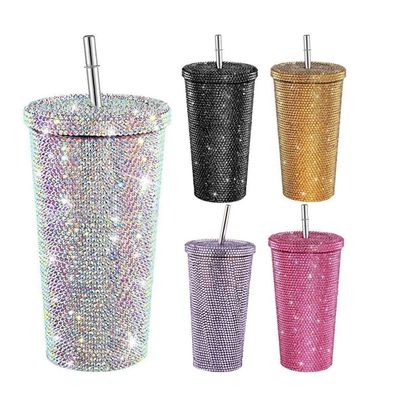 500 ml de diamants isolés à double paroi avec accessoires avec paille
