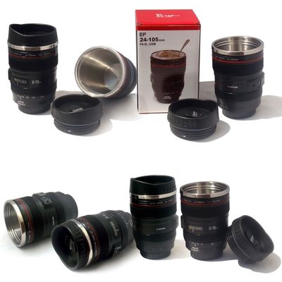 253.4g double paroi en acier inoxydable appareil photo objectif tasse de café pour les amateurs de photographie