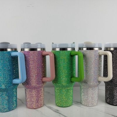 1 tasse à épingles en diamant noir à double paroi en acier inoxydable